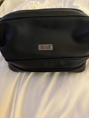 Buxton Black Men's Toiletry Dopp Kit with Metal Logo